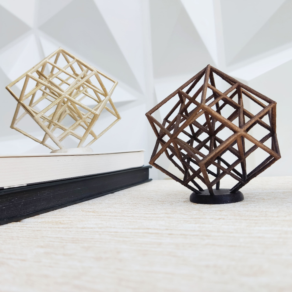 Escultura Cubo 3D Ouriço Geométrico Division Três Tamanhos