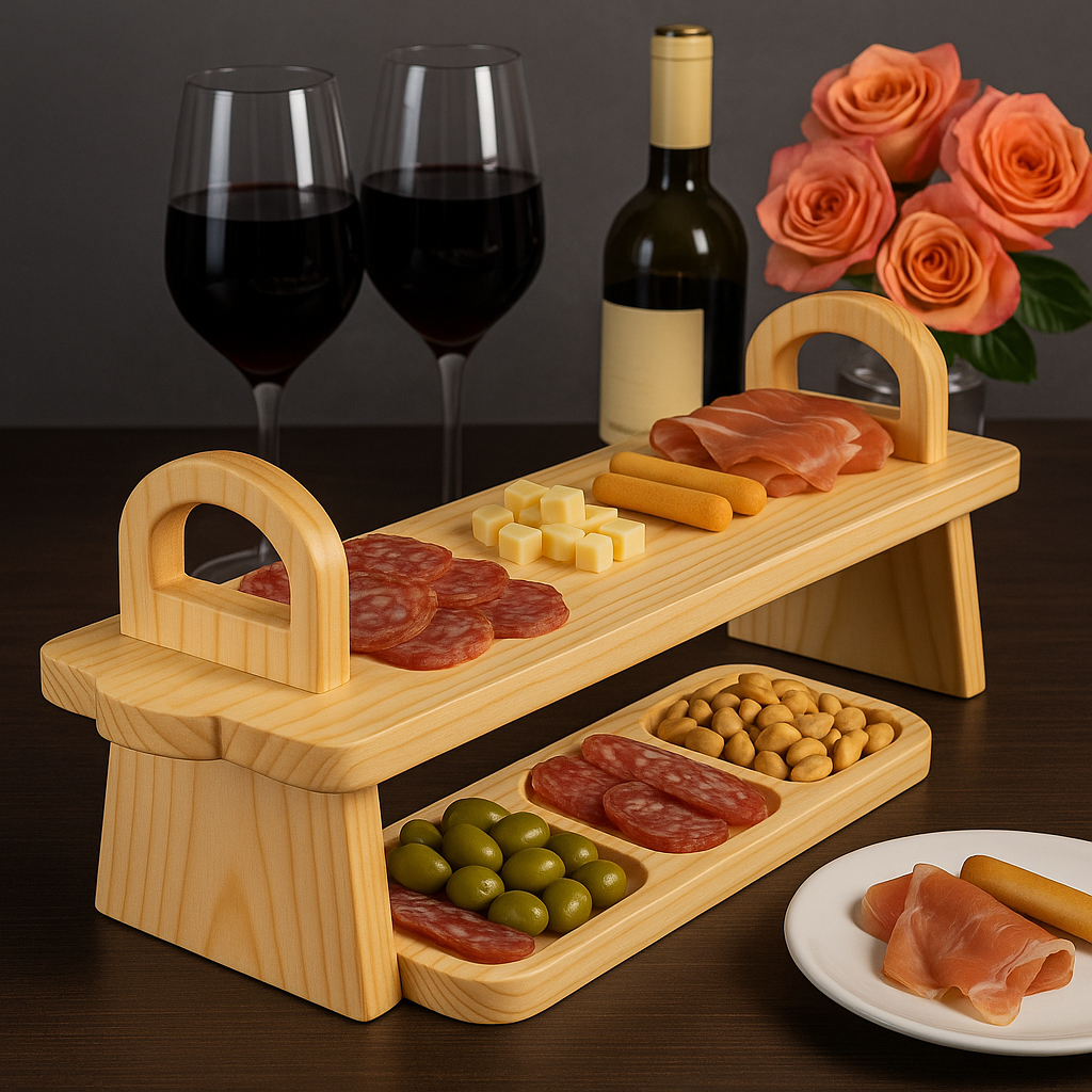 Tabua De Frios Petisqueira Madeira Pinus Servir Porções Petiscos Pão Luxo Ceia Natal Decoração