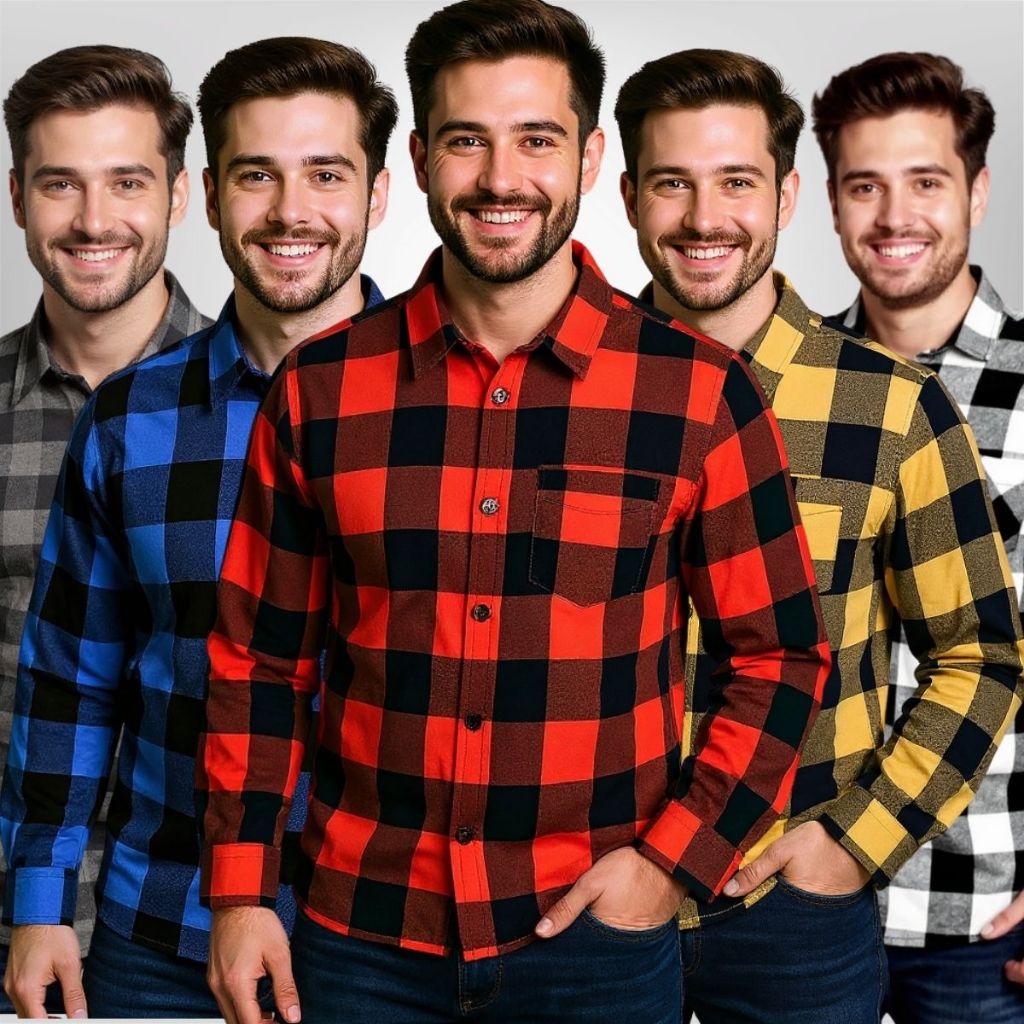 Camisa Xadrez Flanelada Masculina Manga Longa Blusa Masculino ...