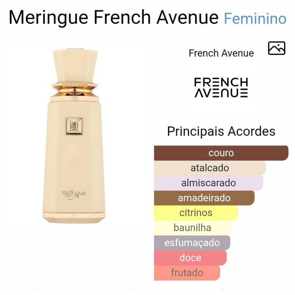 Perfume Árabe French Avenue Meringue EDP 100 ML Lançamento