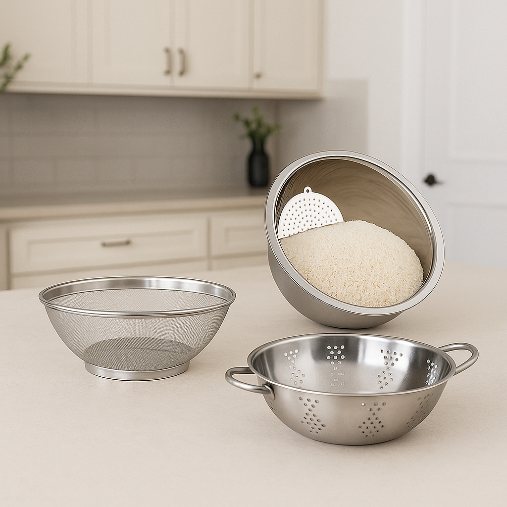 LEVE MAIS POR MENOS Kit 3 peças Escorredor De Arroz + Escorredor De Macarrão + Escorredor telado