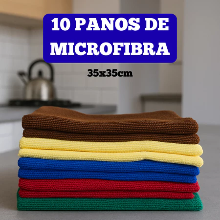 10 Pano Microfibra Mágico de Limpeza em Geral Multiuso Pequeno 35x35cm