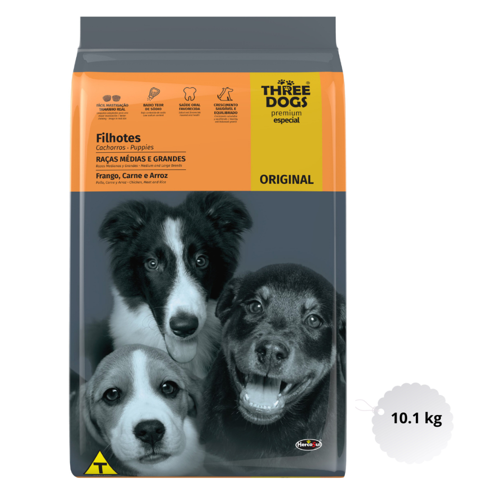 Ração Three Dogs Original para Cães Filhotes de Raças Médias e
