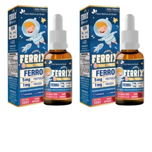Kit Com 2 Ferrix Suplemento De Ferro Em Gotas Kids 30ml (Sabor a ...