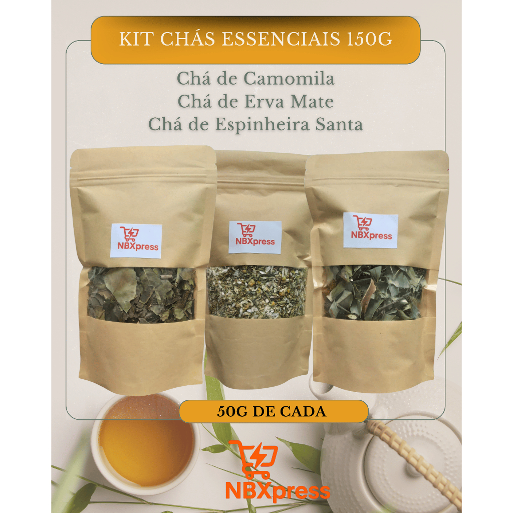 Kit Chás Essenciais – Erva Mate + Espinheira Santa + Camomila (3 unid x ...