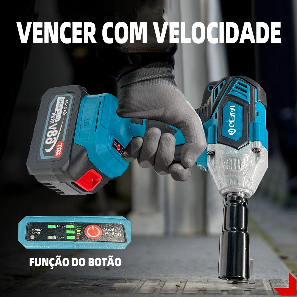 Chave de Impacto Elétrica Profissional Sem Escovas 68V - Torque