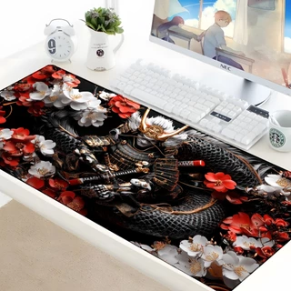 Mouse Pad Gamer p/ Destktop Borda Costurada Periférico Tema Samurais Japao Antigo