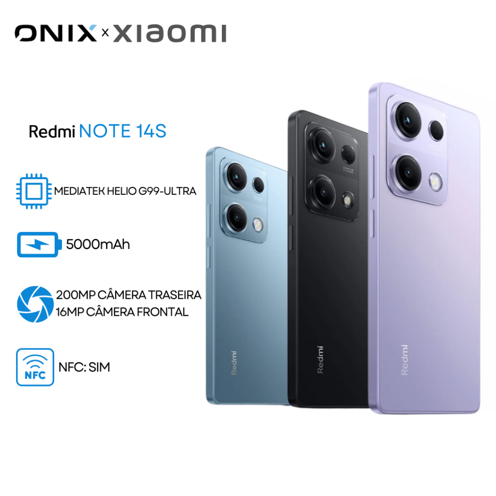Redmi Note 14S 4G 512GB+12GB RAM, Câmera 200MP, Processador Mediatek ...