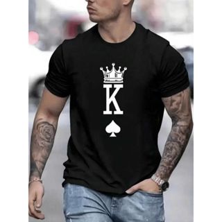 CAMISETA Masculina Manga Curta Estampada Rei De Espadas 100% algodao Verão Estilosa