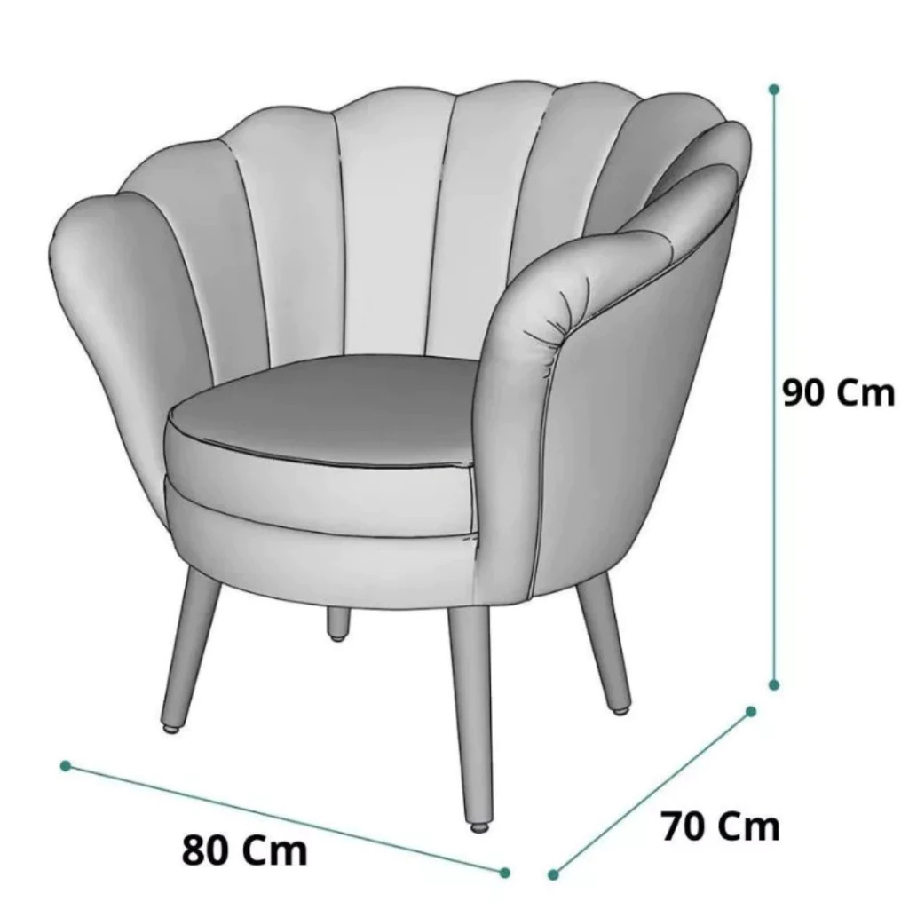 Poltrona Decorativa Petala Pés Palito Veludo - Imagem 2