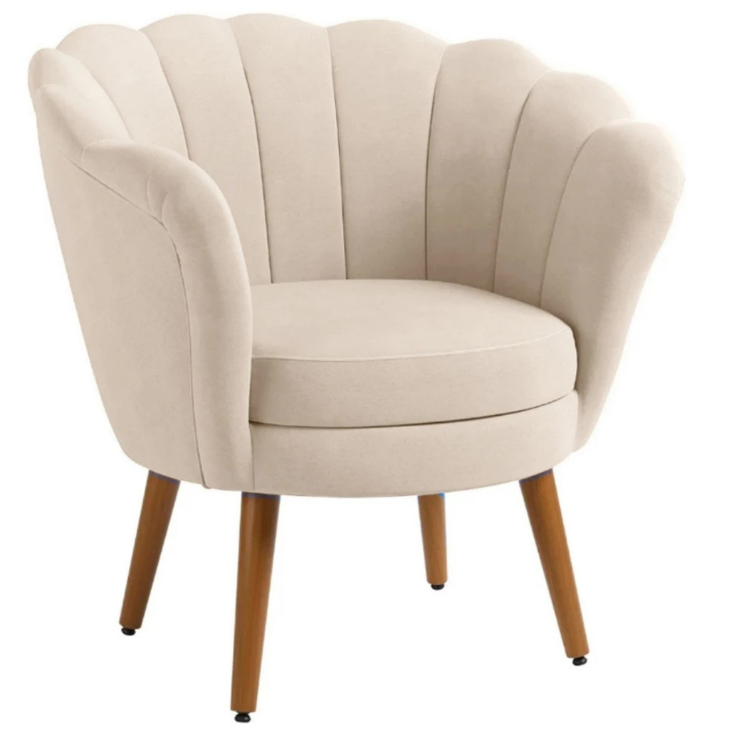 Poltrona Decorativa Petala Pés Palito Veludo