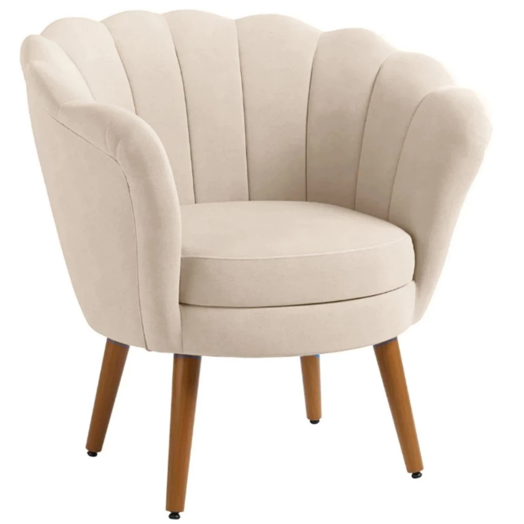 Poltrona Decorativa Petala Pés Palito Veludo - Imagem 1