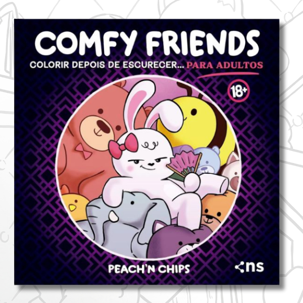 Livro de Colorir Comfy Friends Peach’n Chips 18+ ADULTO
