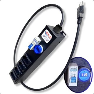 Filtro de Linha Profissional Com Disjuntor e Voltímetro c/ 4 Tomadas de 10A e 20A - Régua de Energia