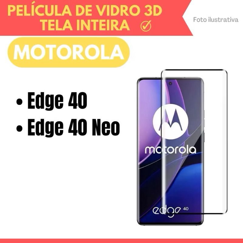 Pelicula de Vidro 3D Para Motorola Moto Edge 40 /Edge 40 Neo / Protetor ...