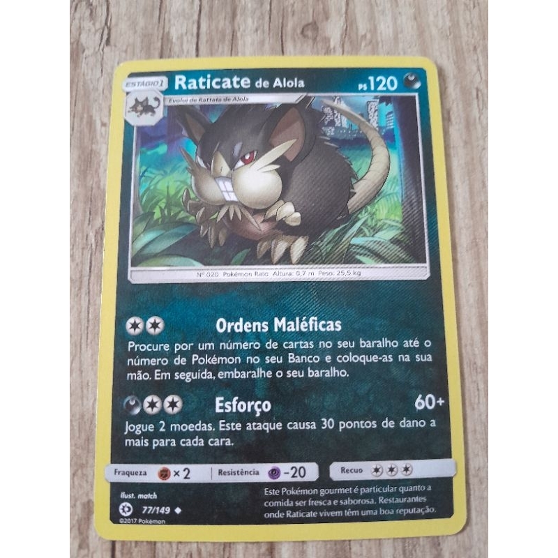 Carta Pokemon Raticate de Alola Original SP | Shopee Brasil