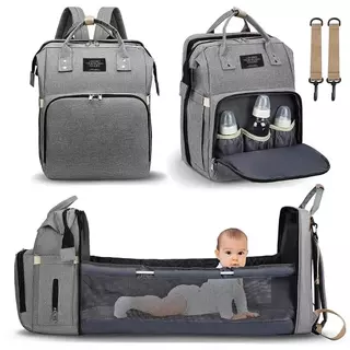 Bolsa de maternidade multifuncional, térmica e impermeável, que se transforma em berço-M002