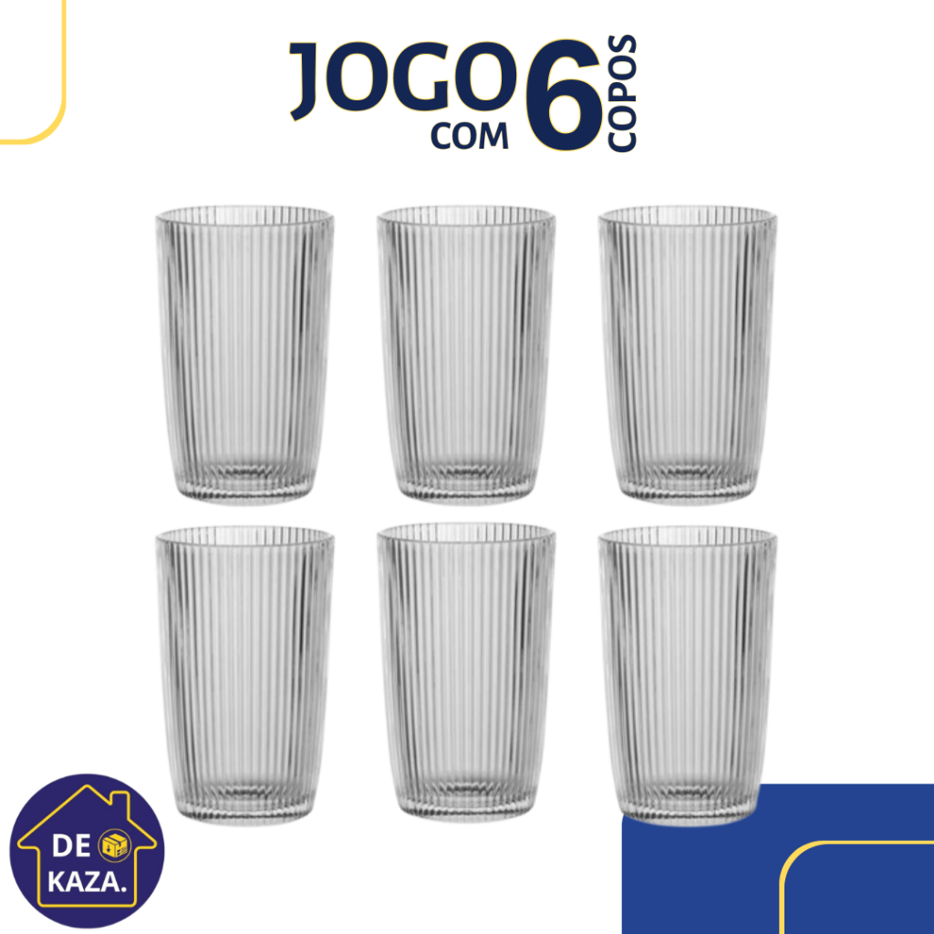 JOGO DE COPOS LONG DRINK GRAFFIATO 370 ML COM 6 UNIDADES VIDRO