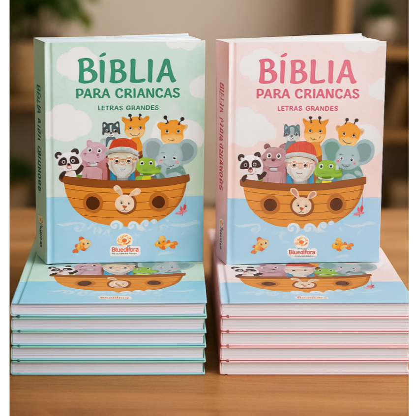 Kit 10 Bíblia Infantil Para Criança Letras Grandes Colorido Capa Dura ...