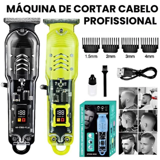 Máquina de Cortar Cabelo e Barba Profissional Sem Fio – Alta Performance, Display LCD e Estilo Premium