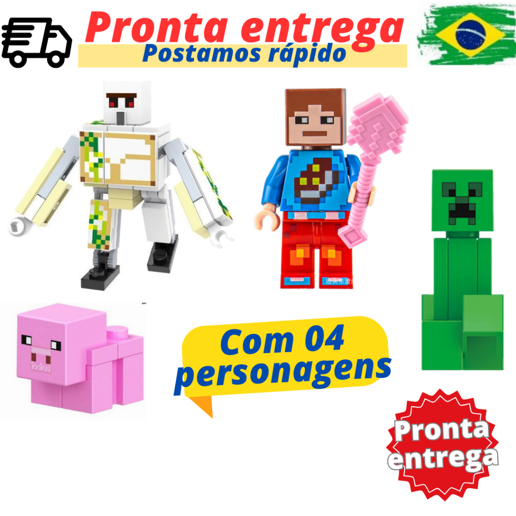Minecraft Blocos De Montar brinquedo Minecraft (04 personagens ...