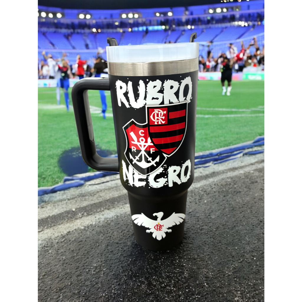 Copo Térmico Flamengo Rubro Negro personalizado com Nome 1200ml ...
