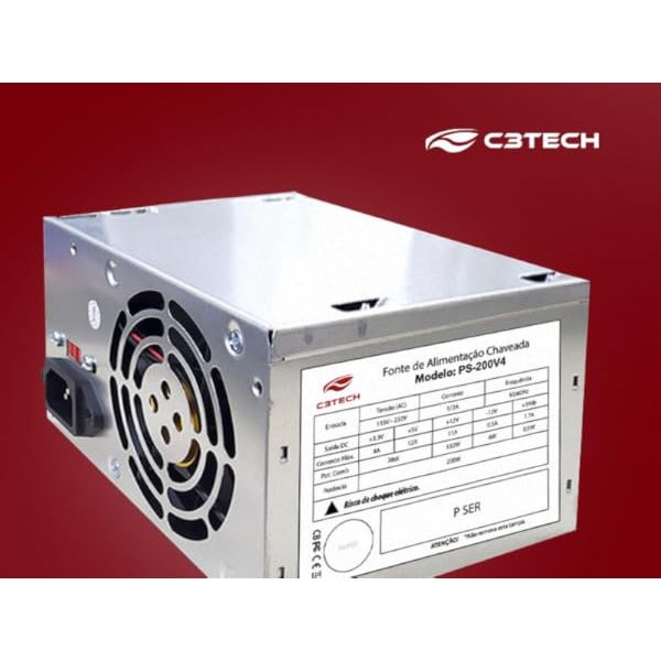 Fonte C3TECH 200W PS-200V4 | Silenciosa  PC Desktop ATX