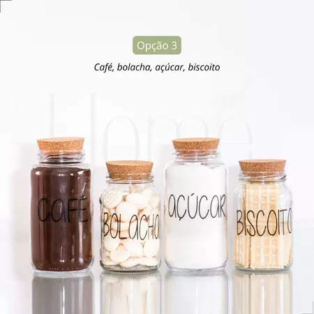 Kit com 4 potes herméticos de vidro