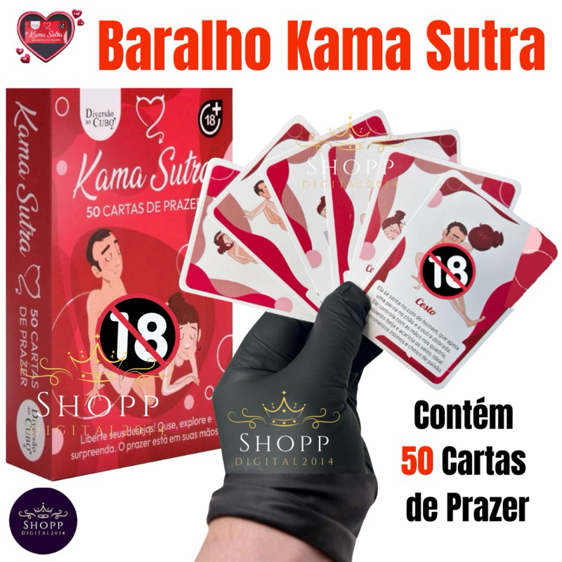 Jogo Erótico Baralho Kama Sutra 50 Cartas de Prazer Hétero Posições sexuais de casais casal Sex Shop