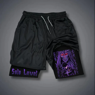 Short Compressão 2 em 1 Masculino solo level hunter Anime Para Academia gym drifit
