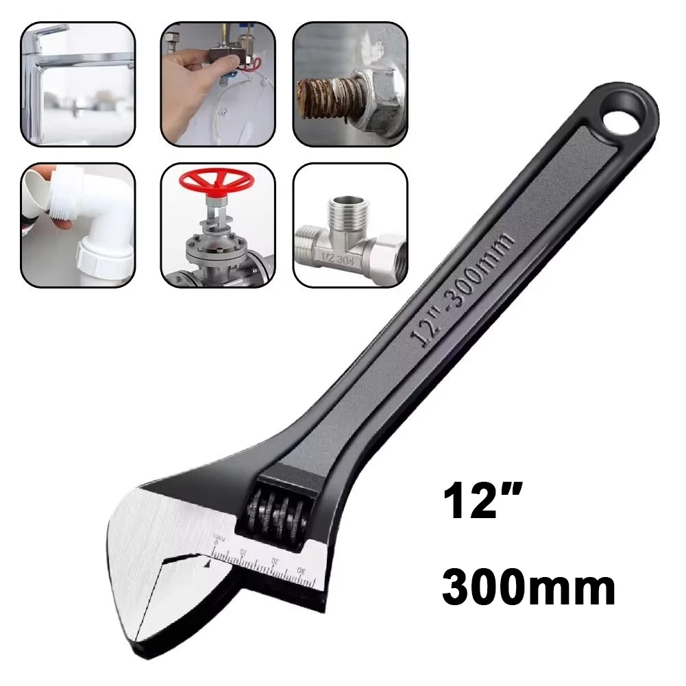 Chave Inglesa Ajustável 6 12POL（150 300MM） Aço Carbono Cromado Resistente a Aruela e Fricção
