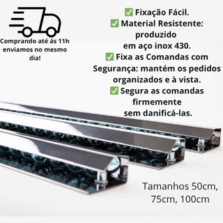 Porta Comanda em Aço Inox com Esfera de Vidro – 50cm / 75cm / 100cm | Bar, Restaurante, Pizzaria