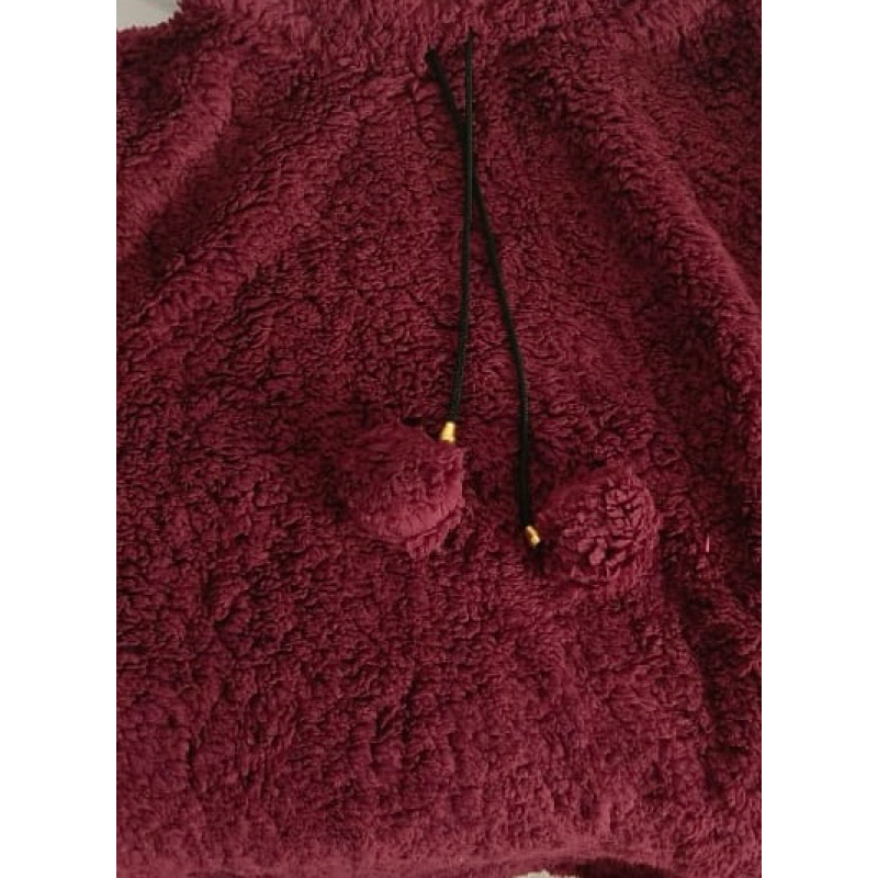 メゾンドルチェ teddy poncho Casaco Teddy Sherpa Com PomPom Poncho Vest Leg Ted Pelinho