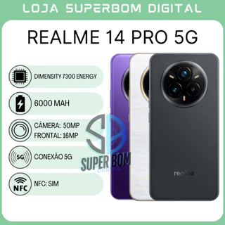 Realme 14 Pro 5G 256GB/12GB RAM, Processador Dimensity 7300 Energy, Câmera 50MP, Versão Global
