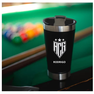 Copo Térmico Atlético-GO Personalizado com Nome Aço Inox 500ml Presente