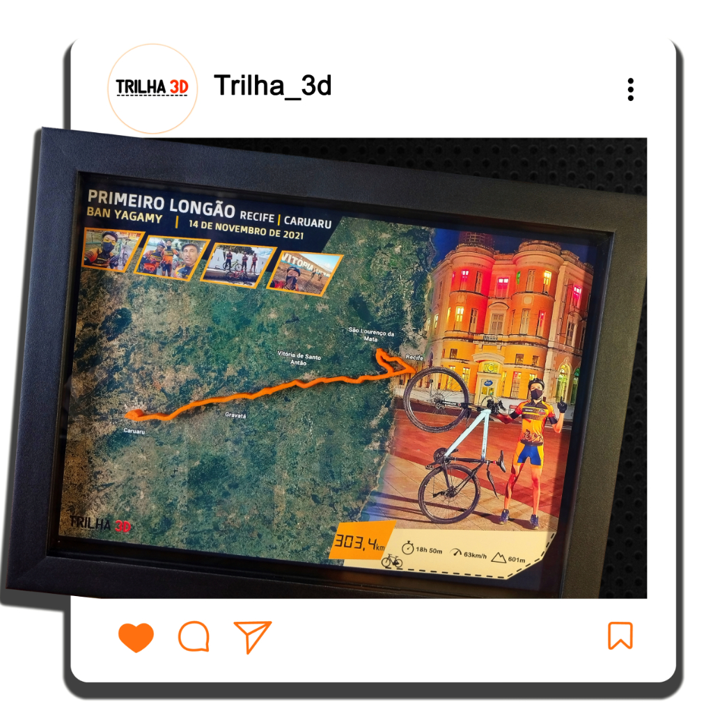 Quadro de Percurso Personalizado em Alto-Relevo – Corrida, Maratona ou Pedal