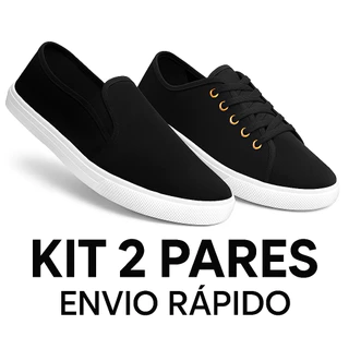 Kit 2 Tênis Casual Feminino Confortável e Leve Sapatenis Slip On Calce Fácil 34 ao 39 ENVIO IMEDIATO