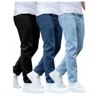 Kit Calças Jeans Masculina Premium Skinny Corte tradicional Basico com Lycra
