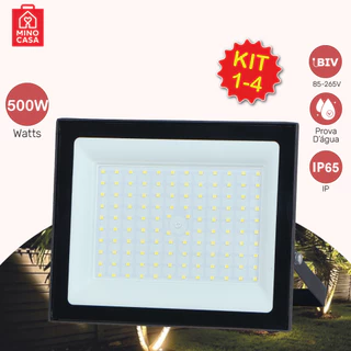 Kit 4 Holofote Refletor Led ECO Pro 500W Luz Fria IP65 | Luz Econômica | Para Jardim