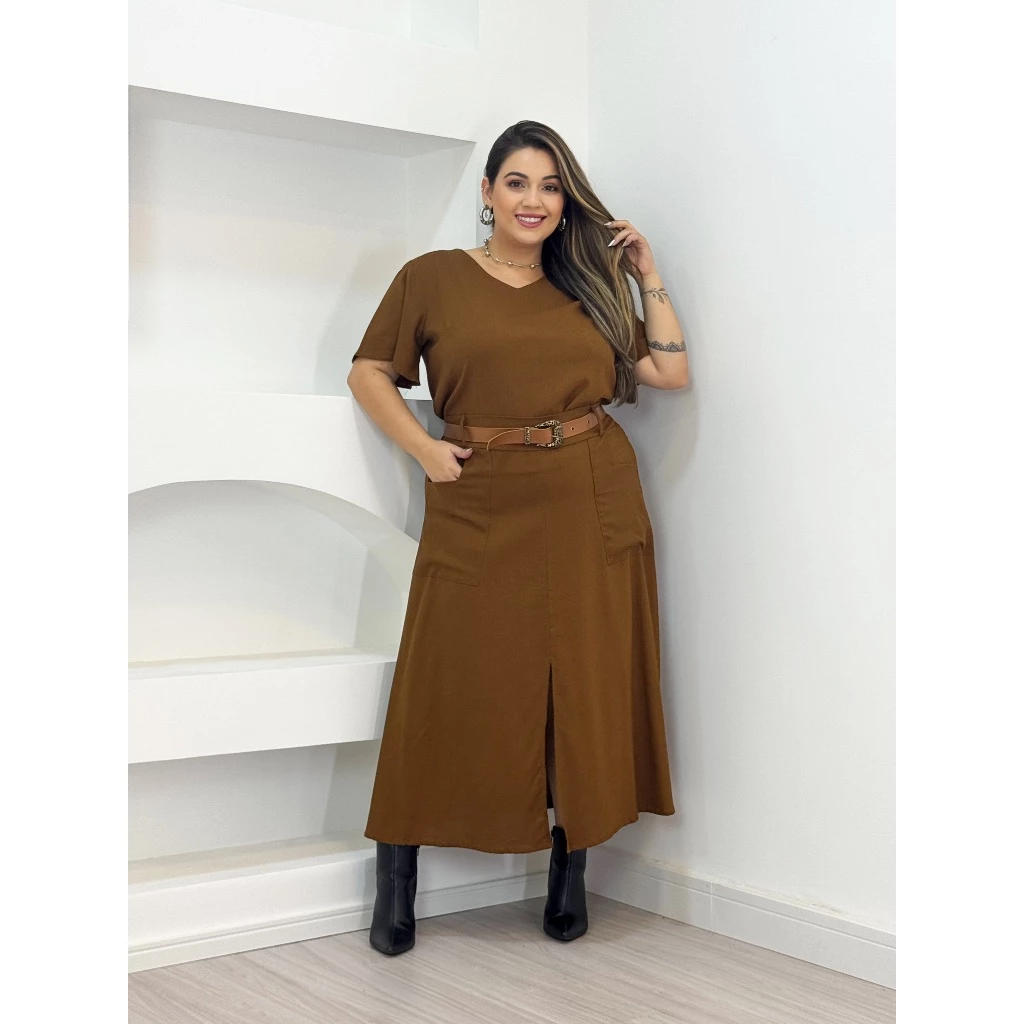 Conjunto Plus Size Feminino Saia Longa e Blusa