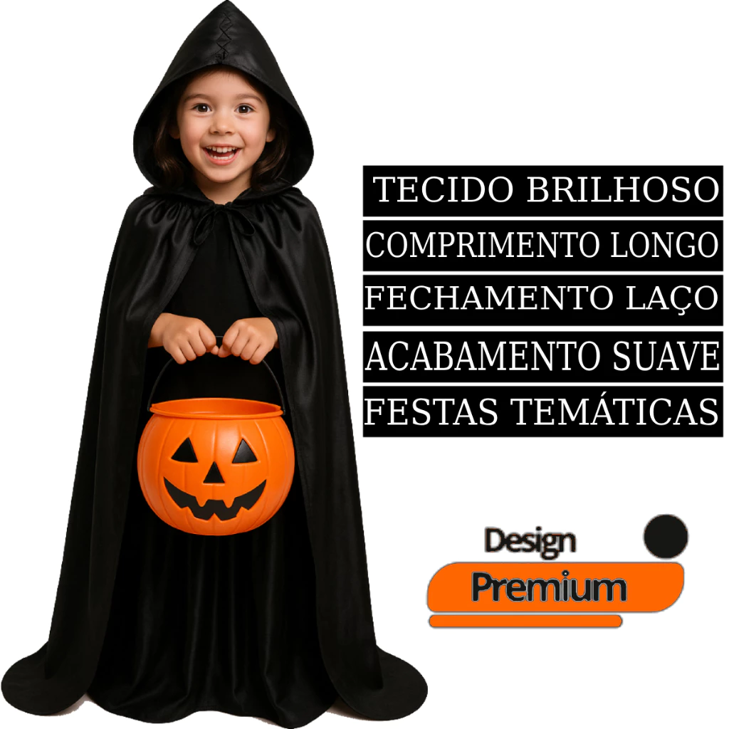 Capa Preta Longa com Capuz