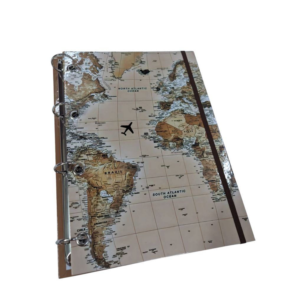 Capa De Caderno Argolado Mapa - Sem Refil Com Ferragem Fixa | Shopee Brasil