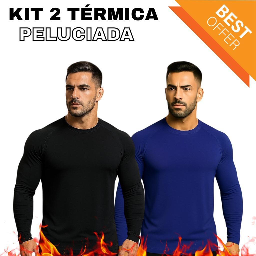 Kit 2 Blusa De Frio Térmica Peluciada Inverso Flanelada Manga Longa ...