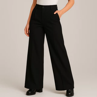 Calça Social Feminina Pantalona Wide Leg Reta Alfaiataria P Ao Gg Casual Dois Bolsos Zíper Botão Elegante Premium Luxo em Oferta na Shopee