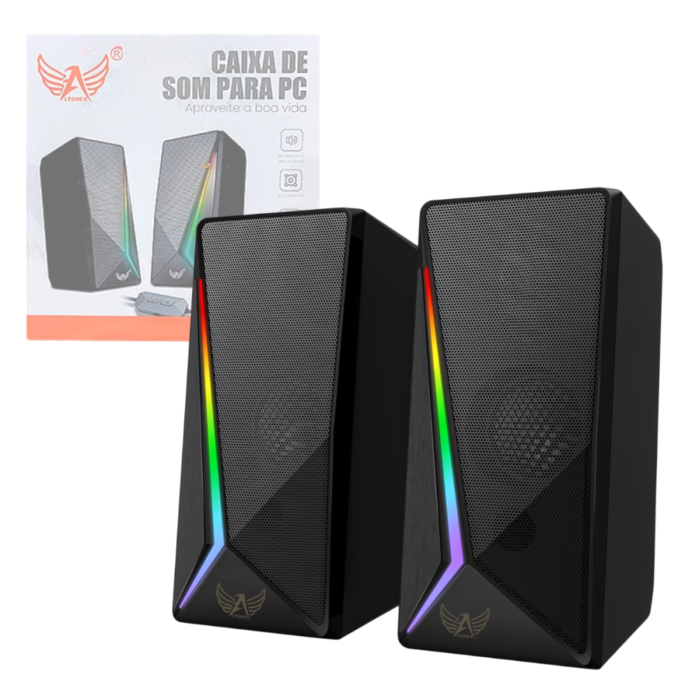 Caixa de Som Alto Falante RGB Bluetooth Computador Notebook P2 USB AL ...