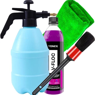 Kit Limpeza Automotiva Shampoo V-Floc Vonixx Pulverizador Compressão Prévia Toalha Microfibra Pincel Karbox Oferta