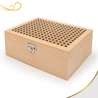 Caixa Com Fecho Para Cadeado Retangular 30x20x10cm em MDF Cru