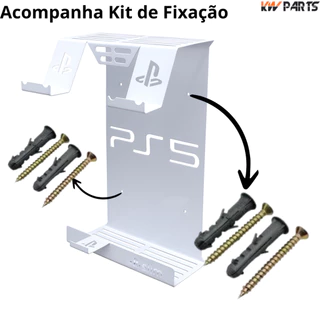 Suporte Vertical de Parede Para Console Ps5 Playstation5 Slim Cor Branco KW Parts