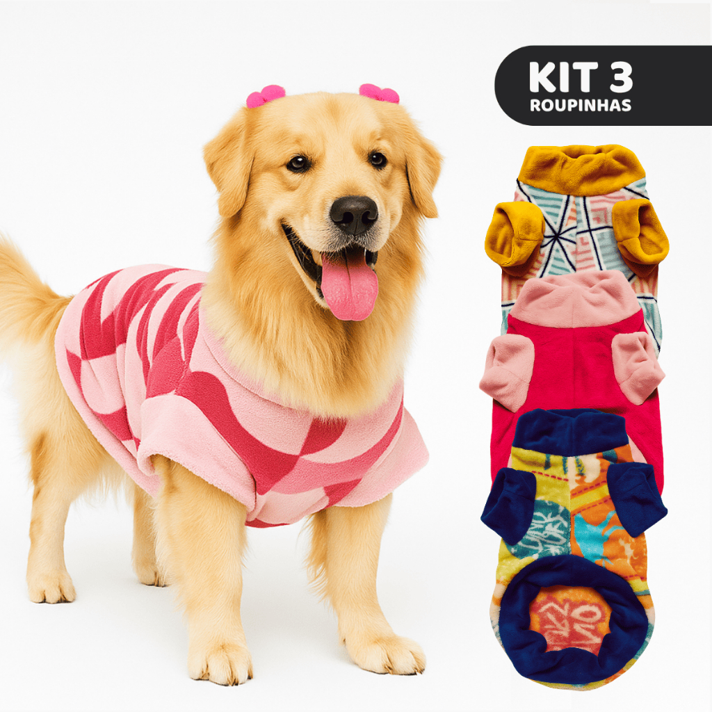 Kit 3 Roupinhas Inverno Para Cachorro Pet Pequeno Porte a Grande Porte ...