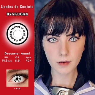 Lentes de Contato 1 par Queen Byakugan Hinata Neji Cosplay Anime Anual Branca